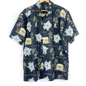 Premier International Tropical Paradise Hawaiian Print Button Down Shirt